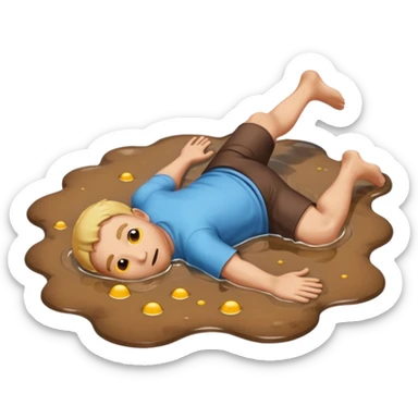 apple style emoji of a man lying face down in a puddle sticker