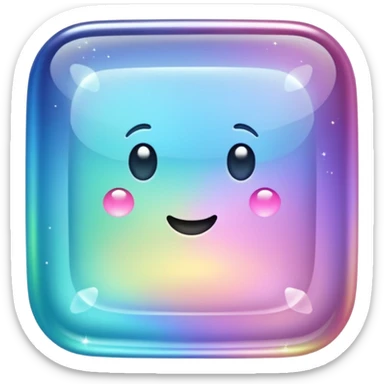 Sparkly glossy Pastel iridescent glass square sticker