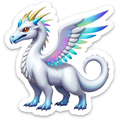 Shiny Exotic Colorful Amaura-Reshiram-Fakémon-hybrid-creature (full body)  sticker