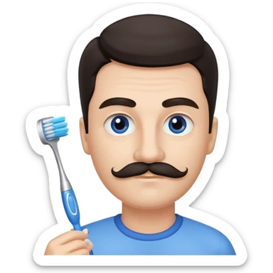 oval face with fair skin. His eyes were blue, and his eyebrows were dark and somewhat bushy. Above his upper lip he wore a small brush-like moustache, known as a "toothbrush moustache." His hair was dark and sticker