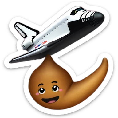 poop on top of a space shuttle sticker