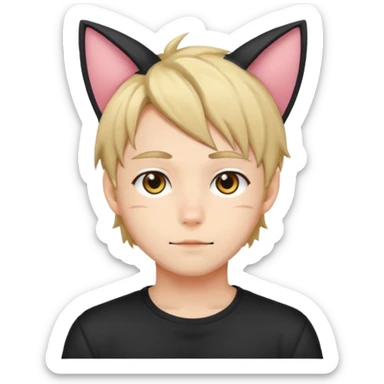 cute anime guy with cat ears  sticker