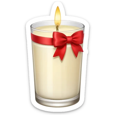 Soft vanilla long glass candle, with little red bow sticker