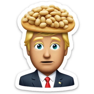 Donald trump with a bean on his head sticker