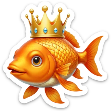 goldfish wearing a crown sticker