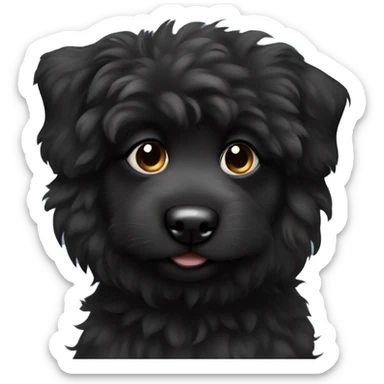 Black fluffy puppy with floppy ears sticker