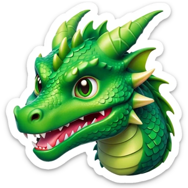 Cinematic Comical Dragon Portrait Emoji, Head tilted dramatically with an exaggeratedly amused expression, featuring a striking, glossy scaled body with bold, angular details and wide, expressive eyes brimming with playful disbelief; rendered with vibrant, lifelike textures and natural shadows, high shine, dramatic yet playful, styled with an air of cheeky mythical mischief, soft glowing outline, capturing the essence of a spirited and over‐the‐top dragon that looks ready to breathe fire into viral fame! sticker