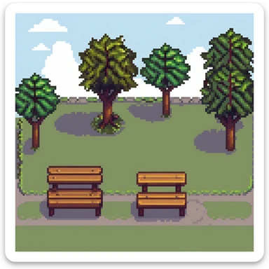 city park with trees and bench sticker