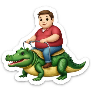 A fat pig riding a alligator  sticker