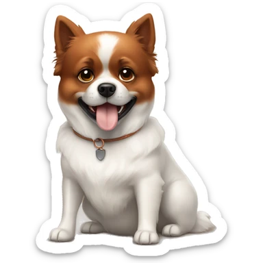A white Pomeranian dog with an old copper colored boxer dog who love each other  sticker