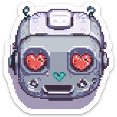 a happy robot face with heart eyes sticker