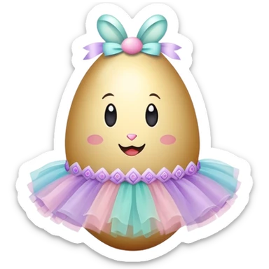 An Easter egg wearing a tutu sticker