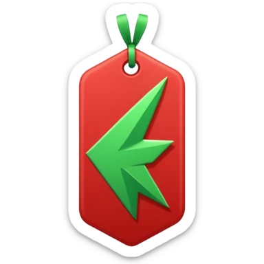 Tag vermelha com uma flecha pra cima verde do lado sticker