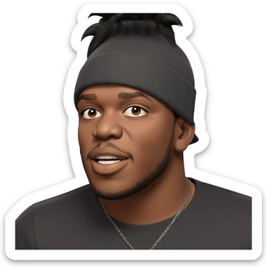 black haired male with hat sticker