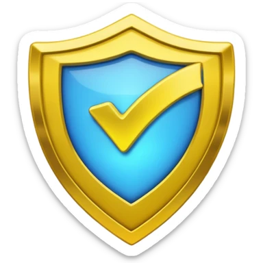 blue shield with a glowing neon yellow check mark in the center sticker
