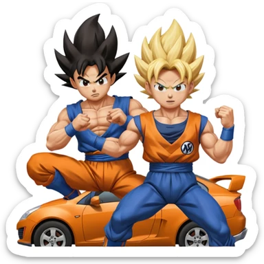 Goku crashes cars throw on Vegeta's head  sticker