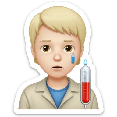 persona enferma con un termometro en la boca  pero que no tenga ropa de enferma  sticker