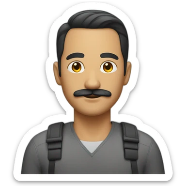 man with moustache and slicked back short hair sticker