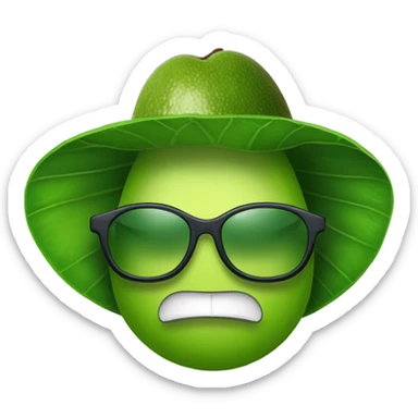 un aguacate con gafas y una gorra sticker