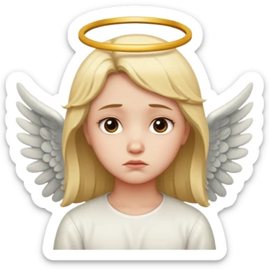 Make an angel 😇 emoji that is a bit sad like bored sticker