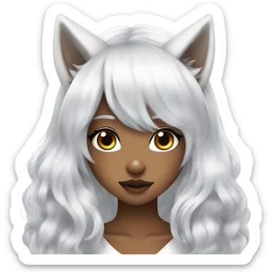 hime gyaru werewolf girl, white hair, wolf ears sticker
