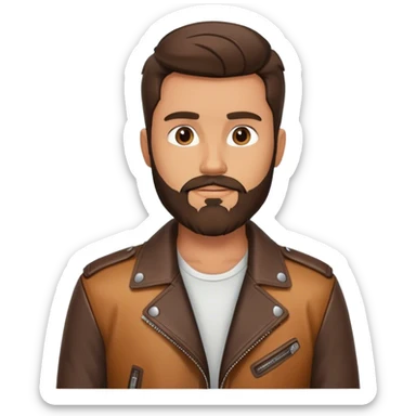 Brunette man with a beard wearing a leather jacket  sticker
