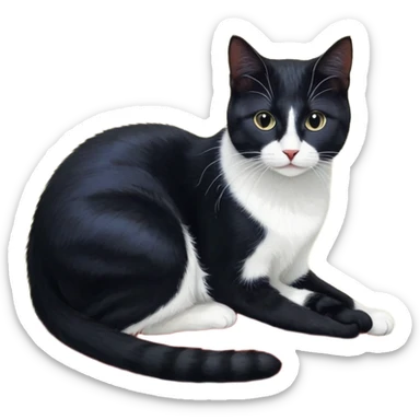 Черный антропоморфный кот с янтарными глазами, в сине-красном худи sticker