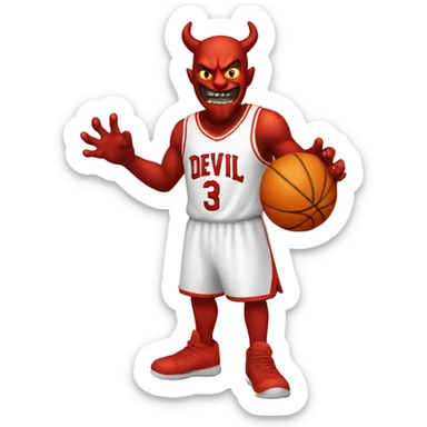 The devil playing basketball sticker