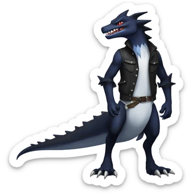 Black Cool Edgy Nargacuga-Garchomp-Sergal Fakémon with Edgy markings,  full body sticker