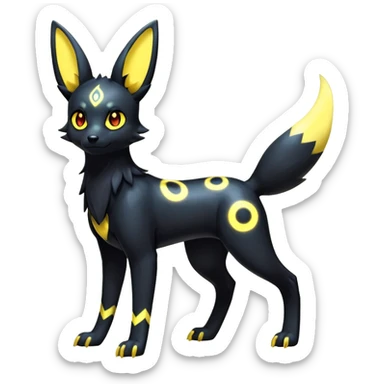 Shiny Exotic Excessive Mysterious Umbreon-Poochyena-Pokémon-Fakémon-hybrid-creature (full body) sticker