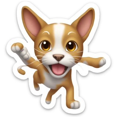 Cat with dog ears that’s doing a backflip with twinkle toes sticker