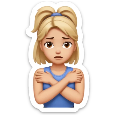Girl crossing arms holding neck mad sticker