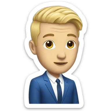 mac miller with a blonde comb over skin fade wearing a blue suit on laptop sticker