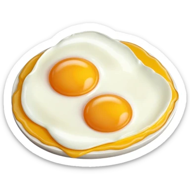 1 fried egg with 45 degree angle on red background color #C4151C without plate or anything under the egg sticker