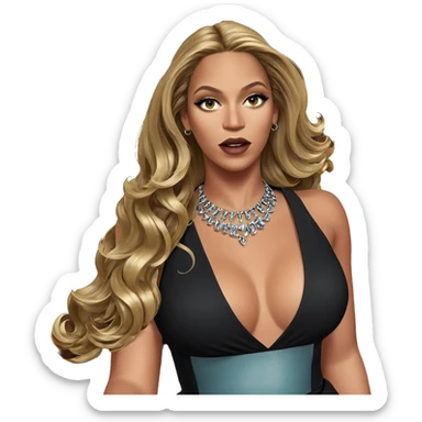 blonde beauty in black dress sticker