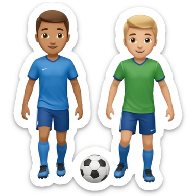 two brothers playings soccer in a park
 sticker