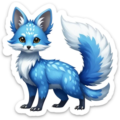 Epic Feral Rare Fantasy shiny cool fluffy Vernid-Trico-species-hybrid-animal by LiLaiRa, random markings, tufted tail, tufted ears, full body sticker
