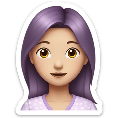 Korean girl with dark red hair and lilac pyjamas sticker