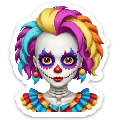 cute skeleton woman clown with makeup sticker