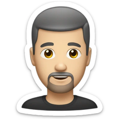white man with small eyes and black buzz cut and beard sticker