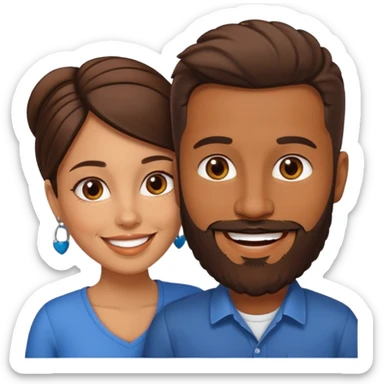 Naked Latina woman with white man with brown beard sticker