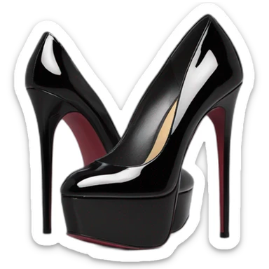 Black Patent Leather Daffodile Platform Heels sticker