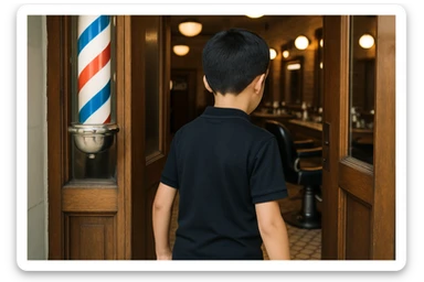 sartaroshxonaga kirib kelyotgan odam rakurs  ichkarigan hali o'smirin yoshda yuzi ko'rinmasin
 sticker