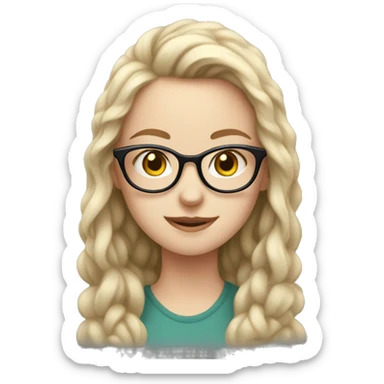 white girl with glasses likes drawing sticker