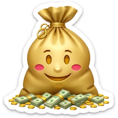 Luxury 3D emoji, overflowing money bag, stacks of cash, premium lighting, rich glossy look, ultra clean, transparent background


 sticker