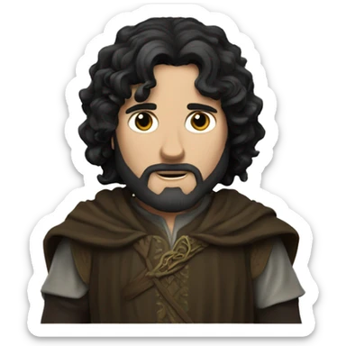 lord of the rings, white man with black wavy hair sticker