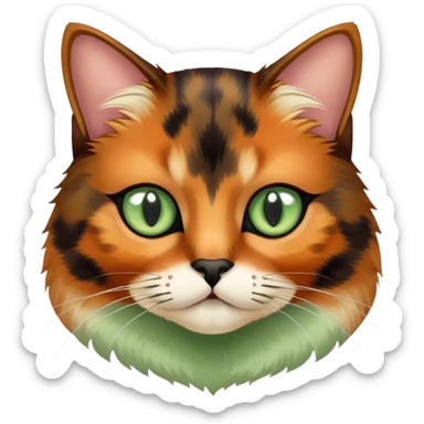 Tortoiseshell color cat with sage green eyes sticker