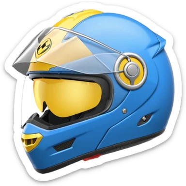 emoji capacete de moto azul (#1440FF) e com detalhes amarelo (#FFA814) sticker
