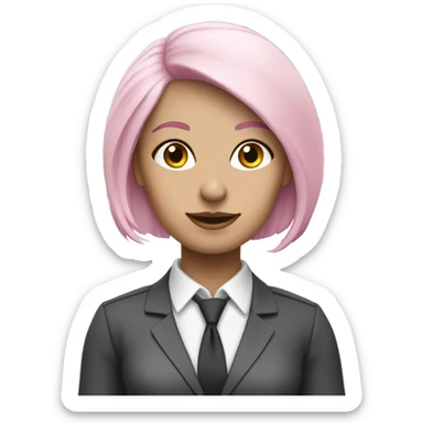 office worker women white with pink loose hair gorgeous sticker