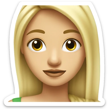 Chica con pelo largo ondulado rubio, ojos verdes, delgada, cara blanca sticker